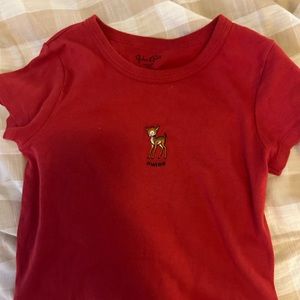 Brandy Melville red Swiss deer Ashlyn crop top rare